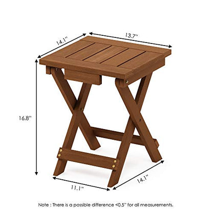 Furinno TIOMAN Outdoor Adirondack Folding Patio Table, Natural - size: Small Folding Table