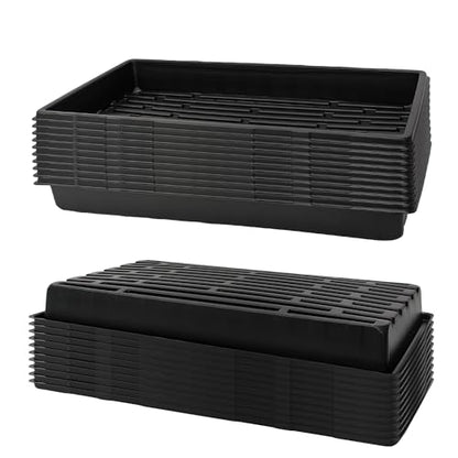 RooTrimmer 20 Pack 1020 Trays, No Drain Holes, 20" x 10", Extra Thick Heavy Duty Seed Starting Trays -Reusable Propagation Flats for Microgreens, Seedlings, Plant Germination, Fodder and Transplant - size: 1020 - 20 Pack Without Holes