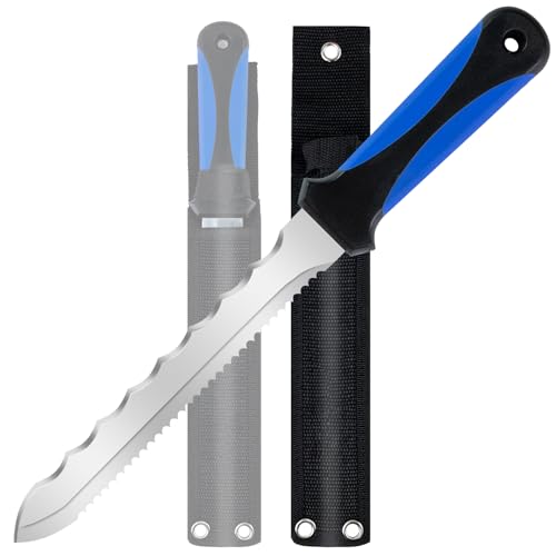 Insulating knife - sod knife, 7.87inch stainless steel blade, suitable for cutting insulating rock wool, Thermal insulation wool - color: short blue