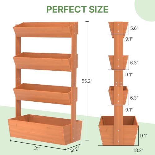 Suteck Raised Garden Bed, 4 Tier Vertical Wooden Planter Box - size: 4 Tier
