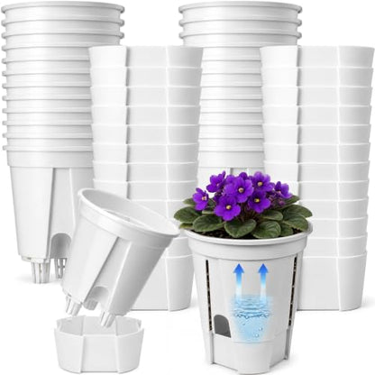 24 Pcs 4.72" Self Watering Pots for Indoor, White - color: White