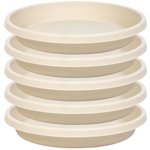 NIMYAU 5 Pack Plant Saucer 6 Inch,8 10 12 14 16 18 20 Inch, Heavy Sturdy Plant Trays for Pots, Plant Water Catcher Tray for Plants, Plastic Plant Saucers for Indoors no Holes - color: Beige, size: 6" (5 Pack)