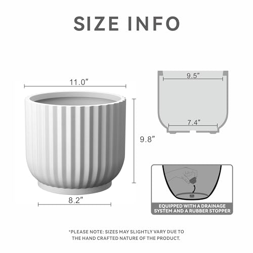 Kante Accent Round Pedestal White Concrete Planter 14" Dia, Outdoor - color: White, size: 14"w x 11.8"h