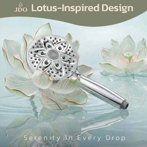 JDO High‑Pressure 6‑Setting Handheld Shower Head, 4.7 Inch Chrome Premium - color: Chrome 2, style: 6 Modes