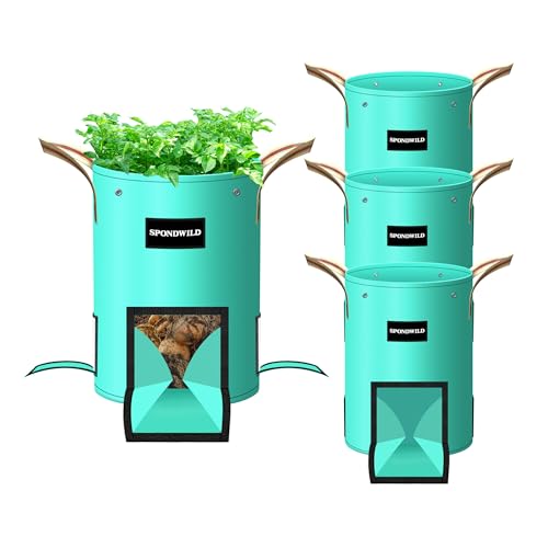 4 Pcs 10 Gallon Potato Grow Bags with Harvest, Breathable Window - size: 10 gallon