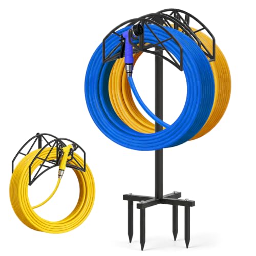 Garden Water Hose Holder Heavy Duty Stand With 4 Spikes, 2Pc Basket
