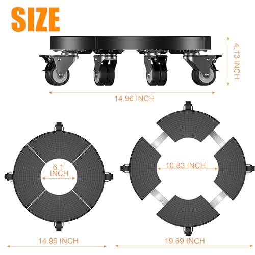KAXIWEI Adjustable Plant Caddy with Wheels, Heavy Duty Rolling Plant Stand 15–22 Inch, Supports up to 330 lbs, Lockable 360° Casters, Stable Plant Dolly for Indoor Outdoor Large Pots, Black - size: Adjustable Roller Base