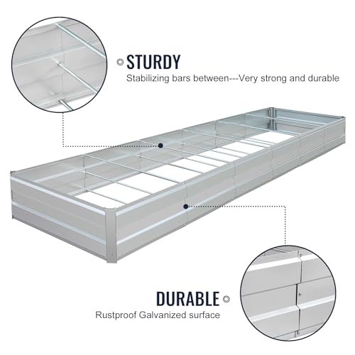Galvanized Raised Garden Bed Kit, 16x3x1FT Metal Raised Garden Beds for Vegetables - size: 16*3*1FT