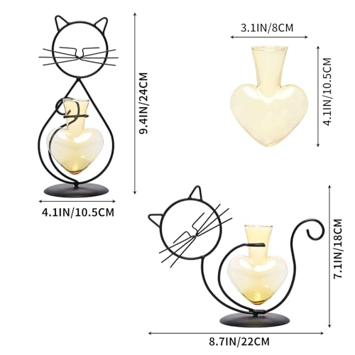 Plant Terrarium Propagation Station Gifts for Women Cat Lover - color: Gold