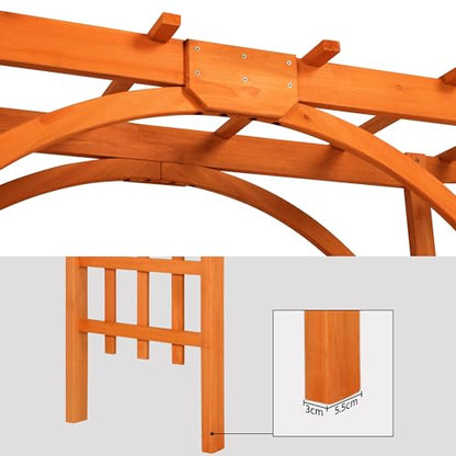 Yaheetech 7FT Wooden Arch Arbor, Wood Trellis for Climbing Plants Outdoor