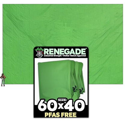 RENEGADE Industrial Tarp 60x40 ft Green – Extreme Duty, Waterproof, UV-Resistant, PFAS-Free – Commercial Tarp for Heavy Equipment, Construction Yards & Bulk Material Covers - color: Green, size: 60x40