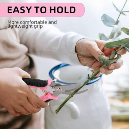 4Pcs Stainless Steel Garden Pruning Shears for Plants, Landscaping（Pink）