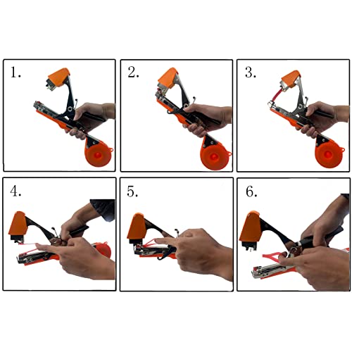 Plant Tying Machine Tool,Vegetable Gardening Tools with 10000pcs Staples 20 Rolls Tape and Replacement Blade for Grapes,Raspberries,Tomatoes,and Vining Gardening Tying Tool(Orange) - color: Orange