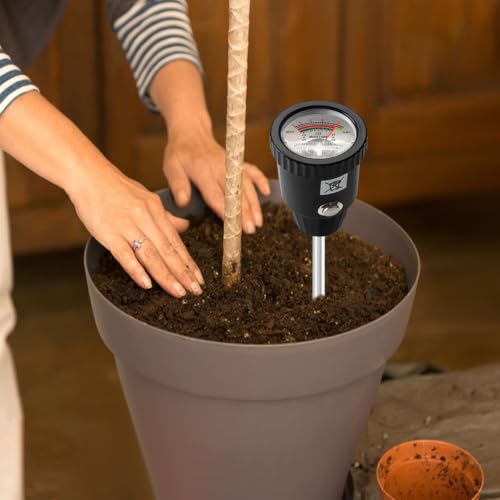Soil pH Meter 3-in-1, Soil Moisture Meter with Light Tester for Gardening, Soil pH Tester for Plants No Battery Required, Moisture Light for Indoor Outdoor Potted Plants Lawn Farm