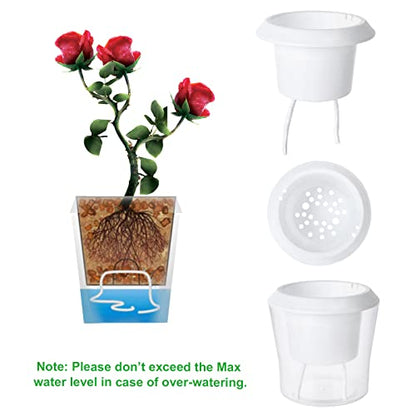 MNKNENG 12 Pack Self Watering Pots for Indoor Plants 4.3 Inch Small Self-Watering Planter Pots with Water Level Indicator, Clear Plastic Round Plant Pot for Succulent, Flower, Herb,Office Home Decor