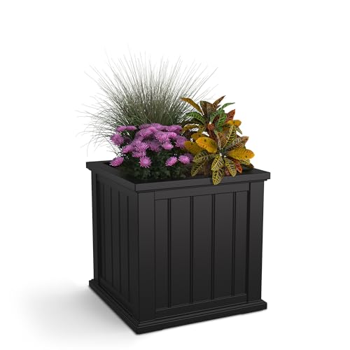 Mayne Cape Cod 20in Self-Watering Square Planter, Black - color: Black, size: 20in