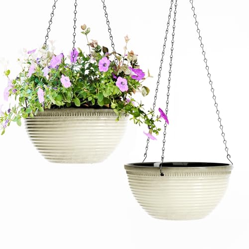 10Inch Hanging Planters Outdoor Indoor, Glazed Hanging Basket with Drainage - color: Dusty Sage Green, size: 10inch