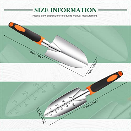 Honoson Garden Hand Trowel Transplant Trowel with Measurements Aluminum Alloy Planting Tools with Rubber Handle Small Gardening Hand Tools Shovels for Gardening Cultivating Transplanting Supplies - color: Orange