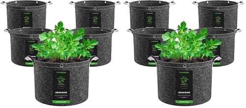 VIVOSUN 10-Pack 15 Gallon Grow Bags, 500G Thick Nonwoven Fabric Pots with Strap Handles, Multi-Purpose Rings, for Low Stress Plant Training Fruits, Vegetables, and Flowers - size: 15 Gal (Pack of 2)