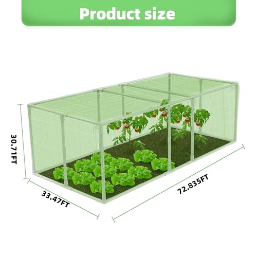 72 * 33 * 30 in Detachable Crop Cages for Garden, Plant Protection Tent with Garden Netting for Vegetables Fruits Flowers,Mesh Plant Covers for Outdoors (Green) - color: Green