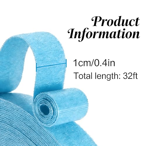 IFNOW 32FT Reusable Fastening Tape Cable Ties Double-Sided Hook-and-Loop Cable Management Tape Strength and Durability 0.4''/Width (1, Light Blue) - color: Light Blue