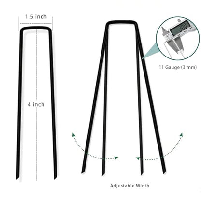 30-Pack 4 Inch 11 Gauge Black Galvanized Landscape Staples U-Shaped Anti-Rust Ground Garden Stakes Pins for Weed Barrier, Irrigation Tubing, Lawn & Tent - color: black, size: 4in