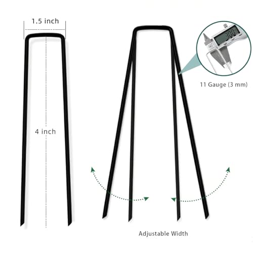 30-Pack 4 Inch 11 Gauge Black Galvanized Landscape Staples U-Shaped Anti-Rust Ground Garden Stakes Pins for Weed Barrier, Irrigation Tubing, Lawn & Tent - color: black, size: 4in