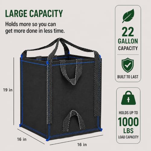 22-Gallon Heavy Duty Lawn and Yard Bag, Reusable Self-Standing Garbage Bag with Reinforced Handles (Gray - 1 Pack) - color: Gray - 1 Pack
