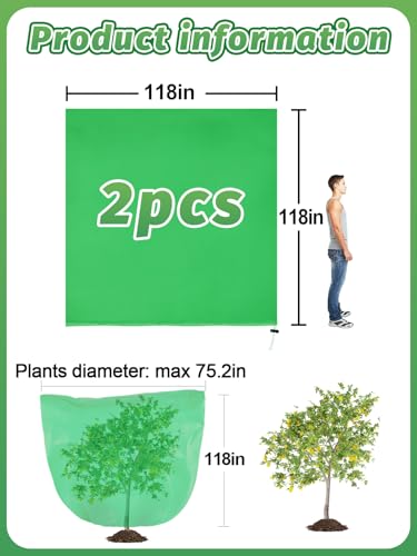 ANPHSIN 2 pcs 9.8ft x 9.8ft Extra Large Plant Covers Freeze Protection