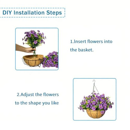 Artificial Hanging Flowers, UV Resistant, 12 Bundles, Purple - color: Purple