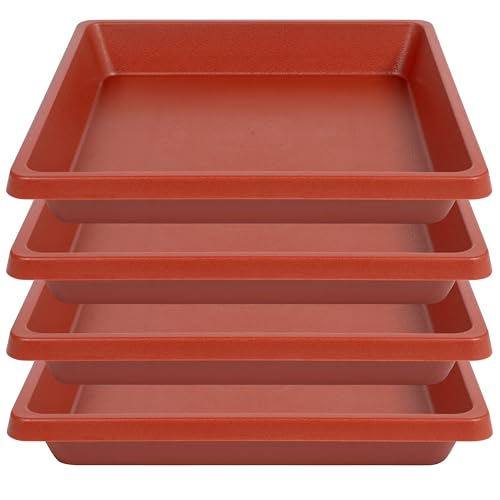 Square Plant Saucer 10 Inch 4 Pack, Plant Drip Trays and Flower Pot Saucers，Doubles Plant Water Catcher Tray, Plant Trays for Indoors No Holes, Plant Drainage Tray Saucers for Potted Plants - color: Terra Cotta, size: 10"(4Pack)