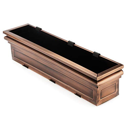 H Potter 36" Copper Finish Window Box Planter with Iron Brackets