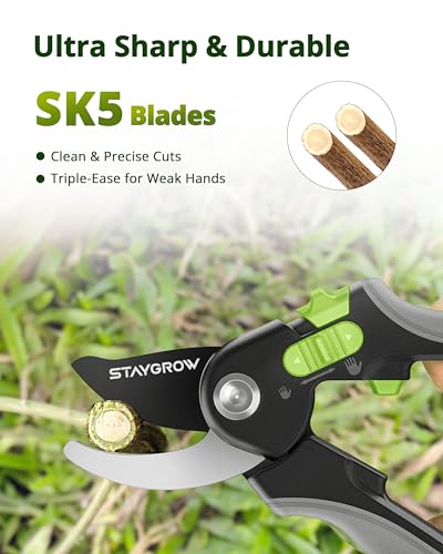 8.5" Pruning Shears for Gardening SK5 Sharp Garden Shears - size: 8.5 Inch Bypass
