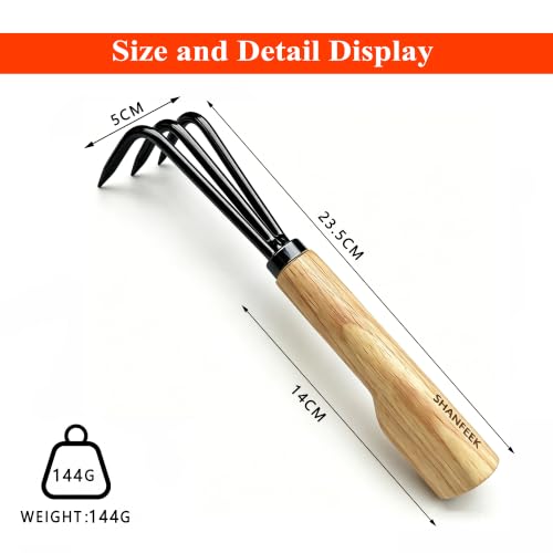 Garden Rake with 3-Claw for Loosening Soil in Flower Bed (Black) - color: Black