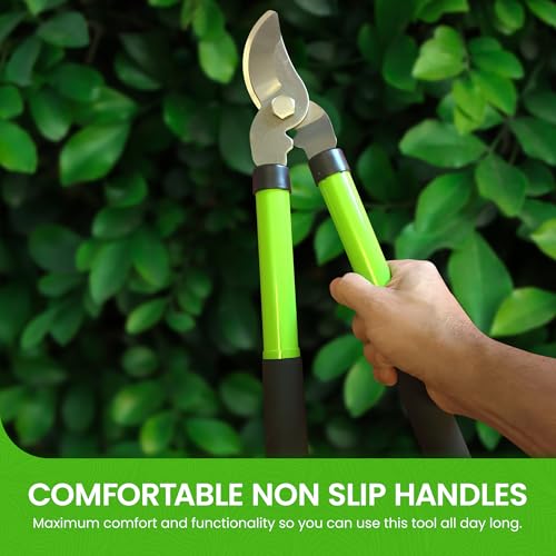 GARDEN GURU Bypass Loppers Tree Trimmer Clipper – Compact 15 inch High Carbon Steel Blade Gardening Loppers Pruning Shear - Comfort Grip Handles – Heavy Duty Branch Cutter – Cut Thick Branches w Ease - size: 1 Pack, style: Bypass Loppers
