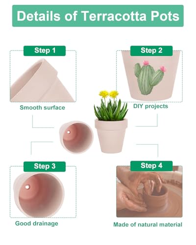 vensovo 3 Inch Pink Terracotta & Clay Pot with Drainage, 20 Pack - color: Pink