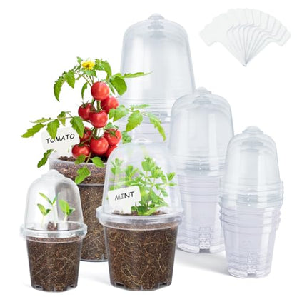 homenote 3/4/5 Inch Clear Nursery Pots with Domes for Propagation (15 Pcs) - color: Transparency-with Lid, size: 3/4/5 Inch-15 Pack