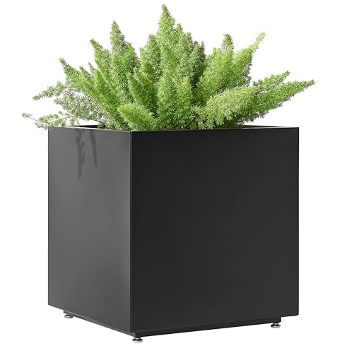 Large Cube Metal Outdoor Planter Box 20Wx20Dx21.5H - color: Black, size: 20Wx20Dx21.5H