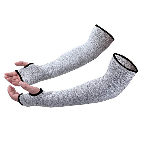 Protective Arm Sleeves, Level 5 Protection Cut Resistant Sleeves with Thumb Hole (Grey) - color: Grey