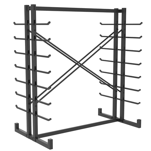 7-Tier Steel Storage Rack,Detachable Lumber Storage Rack,Load 2000 Lbs Heavy Organizer Shelf for Garage Shed Basement(No Wheel) - style: No Wheel