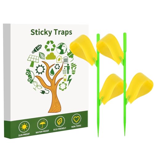 Fruit Fly Traps, 100 Pack Yellow Stick Traps, Fungus Gnat Traps, Plant Fly Stickers for Indoor and Outdoor Use Protect The Plant - color: Yellow-A, size: 100 Pack