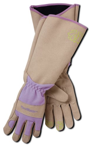 MAGID Professional Rose Pruning Thornproof Gardening Gloves with Extra Long Forearm Protection for Men - Puncture Resistant - color: Tan & Purple, size: 9/L, style: 1 Pair