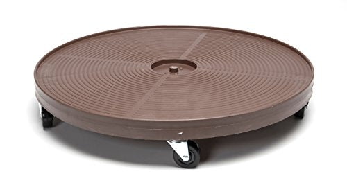 DeVaultEnterprises 23.5" Rolling Plant Caddy with Wheels, Heavy Duty Plant Pot Stand with Casters & Locking Wheel, Indoor Outdoor Planter Base for Pots, Round Plant Tray, Espresso, Supports 500 lbs