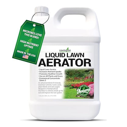 Covington Liquid Lawn Aerator (1 Gallon) – Soil Conditioner & Softener for Lawns & Gardens – Loosens Clay & Compacted Soil for Better Water & Nutrient Absorption – Liquid Aeration Concentrate - size: 1 Gallon