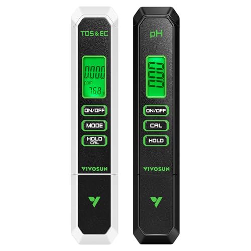 VIVOSUN Digital pH Meter TDS EC Meter for Water 0.01 Accuracy Hydroponics - color: Black+White