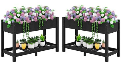 SERWALL Raised Garden Bed with Legs Set of 2-Black - color: Black, size: 2 pack