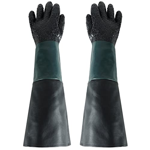 ATPEAM 23.6" Sandblasting Gloves Heavy Duty Rubber Gloves for Blast Cabinet