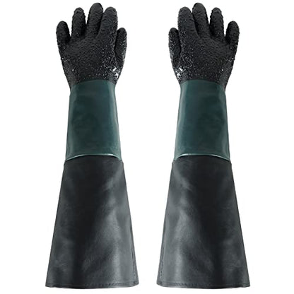 ATPEAM 23.6" Sandblasting Gloves Heavy Duty Rubber Gloves for Blast Cabinet