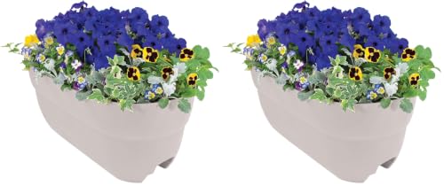 Emsco Group Bloomers Railing Planter with Drainage Holes – 24" Weatherproof Resin Planter – Polyethylene Plastic - White (Pack of 2) - color: White, size: 24.3 × 10.5 × 9.5 inches (Pack of 2)