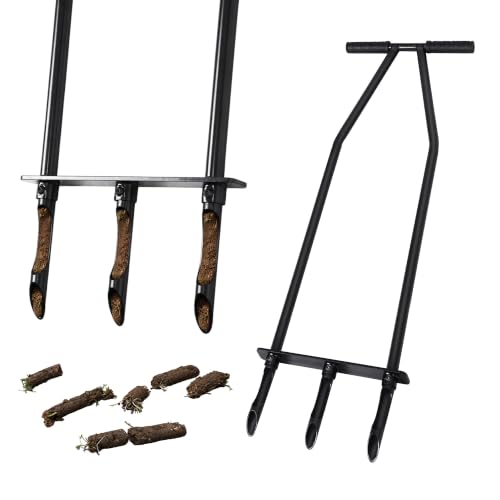 Manual Lawn Aerator Tool - Heavy Duty Core Aerator with Side-Eject Hollow Tines - Professional Alloy Steel Soil Aerator for Compacted Clay Soil - Ergonomic Yard Grass Aeration Tool
